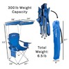 Leisure Sports Camp Chair with Canopy, 300-pound Capacity Sunshade Quad Seat with Cup Holder, Carry Bag (Blue) 629657DUS
